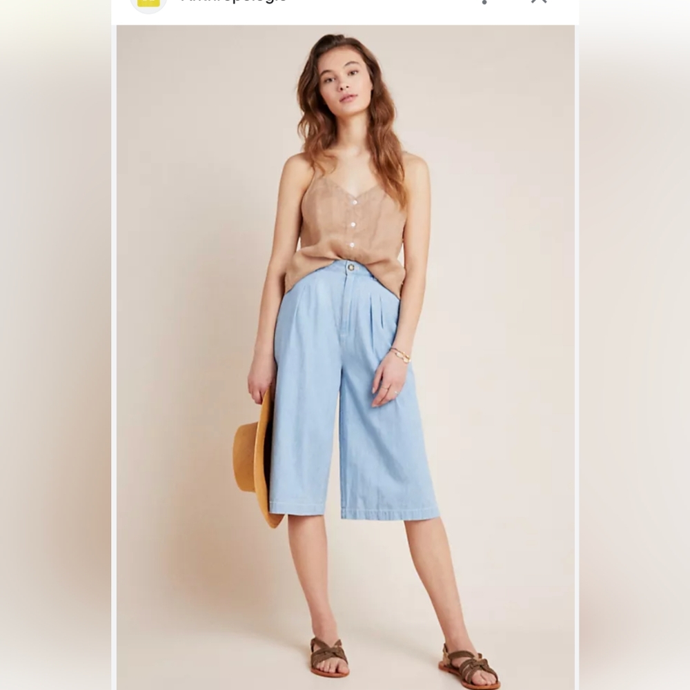 Pilcro Mina Chambray Culottes - Anthropologie